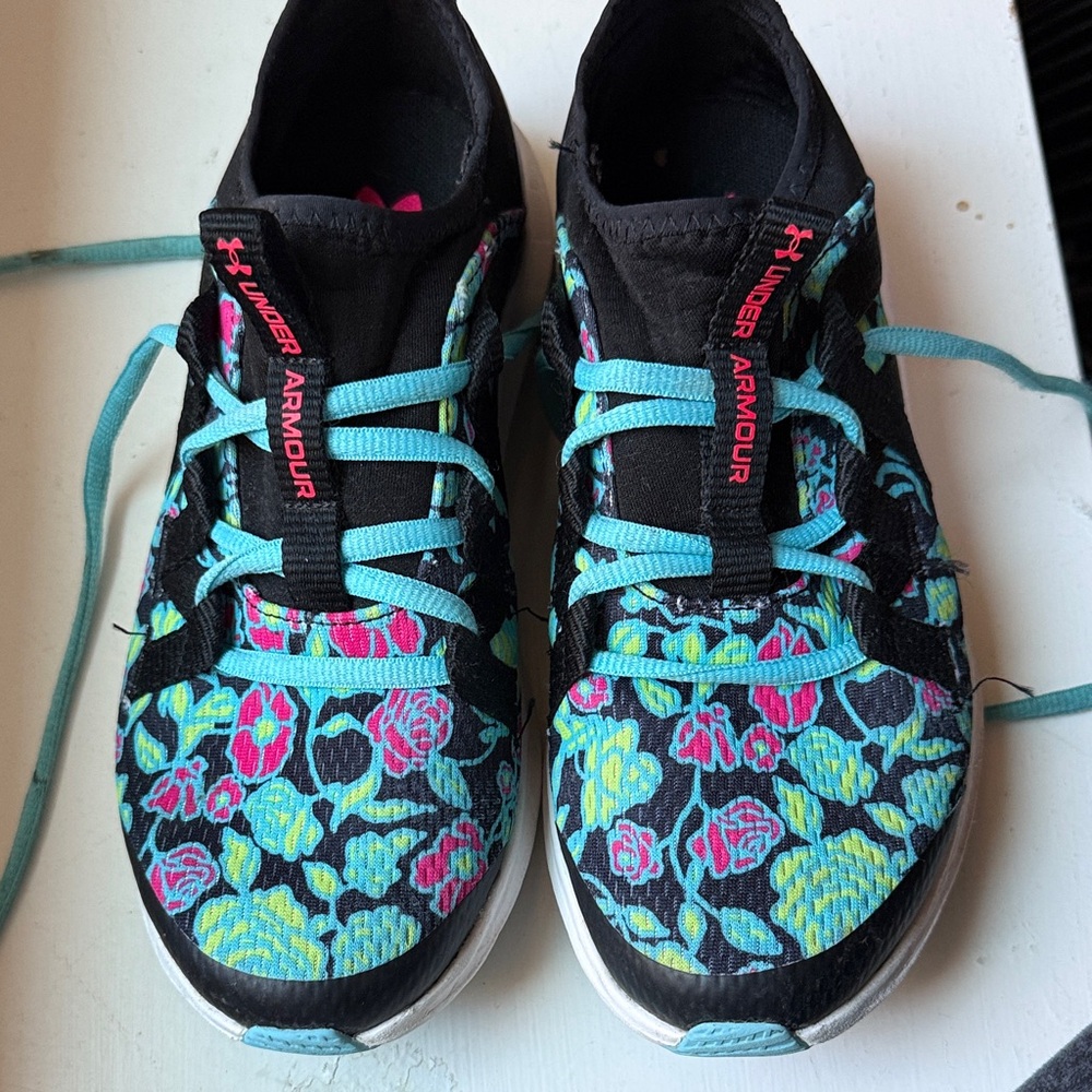 Under Armour Black and Blue Floral Sneakers